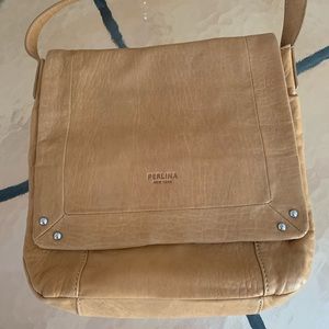 Perlina New York Tan Leather Messenger Bag